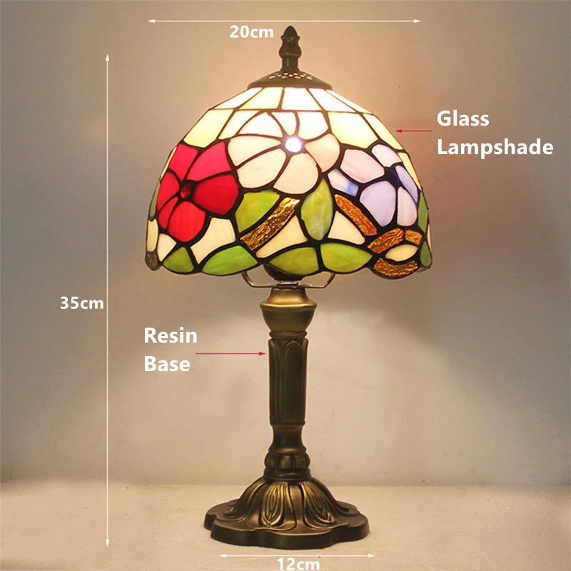 Table Lamp: E27 Stained Glass, Baroque Mediterranean Style for Bedroom & Nightstand