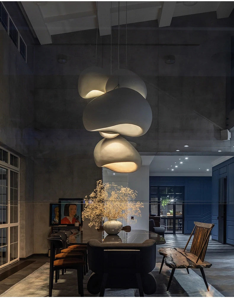 Nordic Wabi Sabi Pendant Lamp: Modern LED Chandelier for Dining & Living Spaces