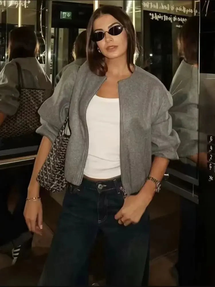 Retro Revival: Soft Bomber Jacket for Women