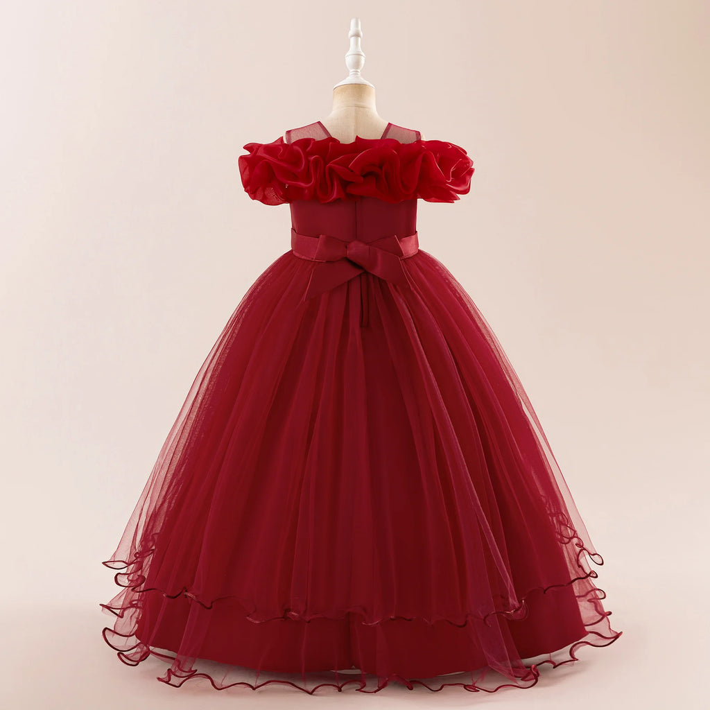 Prom & Party Dress – Girls Floral Mesh Gown