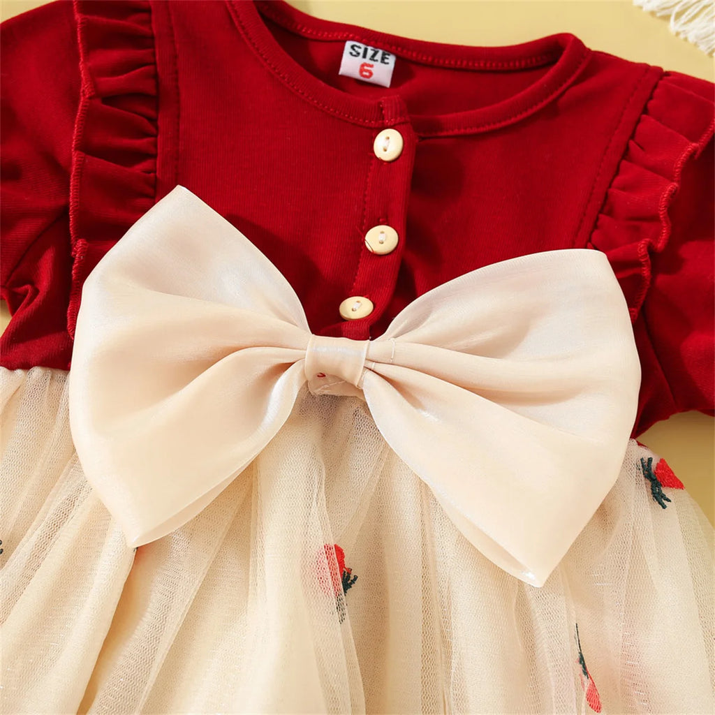 Baby Girl Cotton Mesh Birthday Party Dress