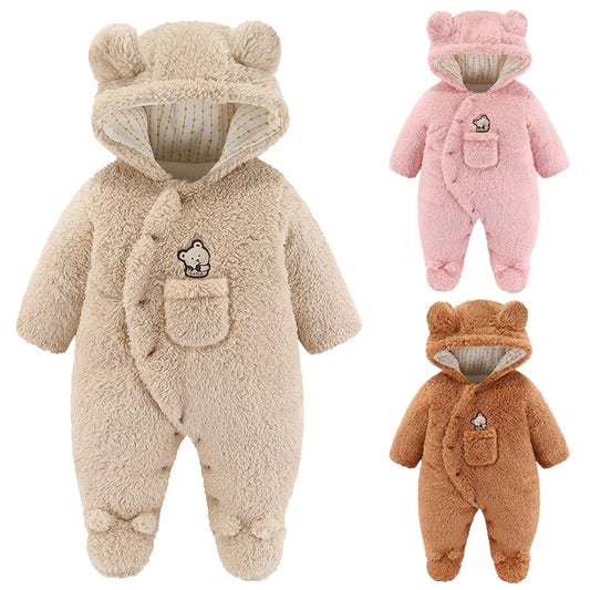 Hooded Bear Jumpsuit for Babies – Soft & Cozy