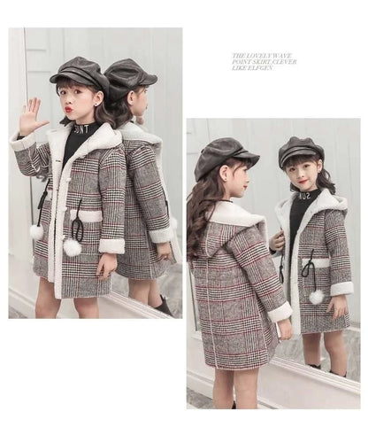 Autumn/Winter Girls’ Jacket – Stylish Hairy Long Coat