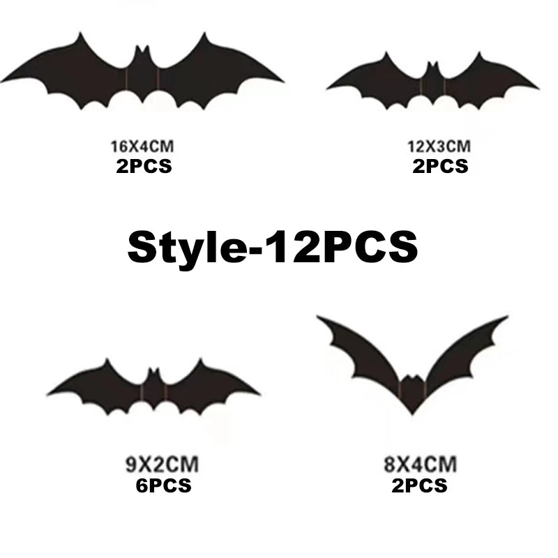 3D Black Bat Wall Stickers – Spooky DIY Decor for Halloween