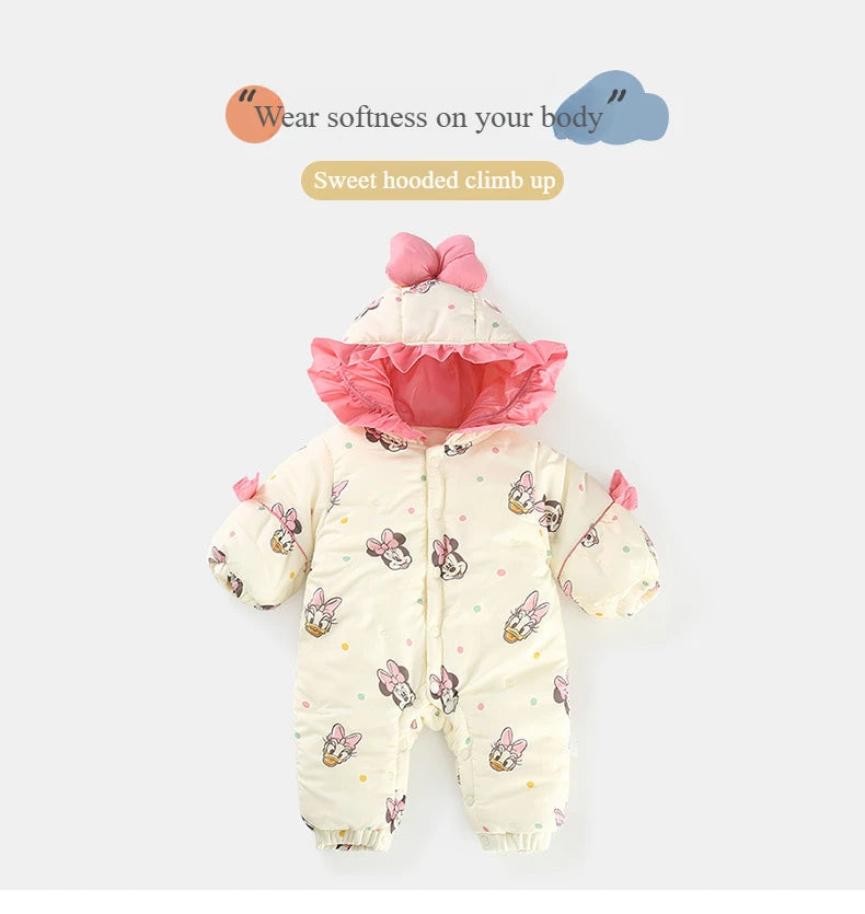 Winter Cotton Jumpsuit – Minnie Magic (0–1Y)