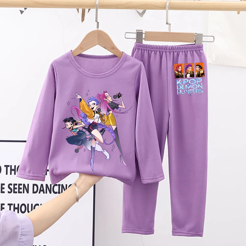 Kawaii Kpop Demon Hunters Girls Nightgown – Cozy Autumn Sleepwear