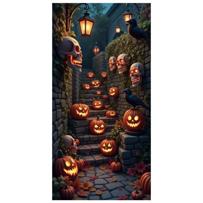 Halloween Door Banner – Scary Moon Night & Cemetery Scene