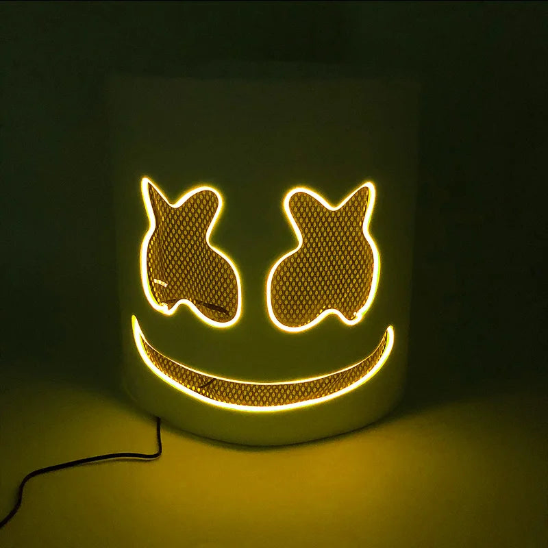 Halloween Light-Up Mask – Neon LED Marshmallow Headgear