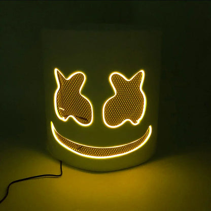 Halloween Light-Up Mask – Neon LED Marshmallow Headgear