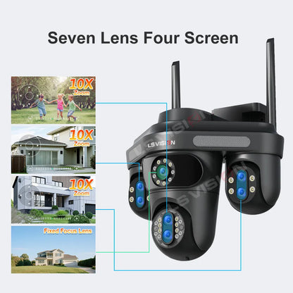 3/4 Screen WiFi PTZ Camera | 10X Zoom | AI Auto Tracking | Outdoor IP66 CCTV