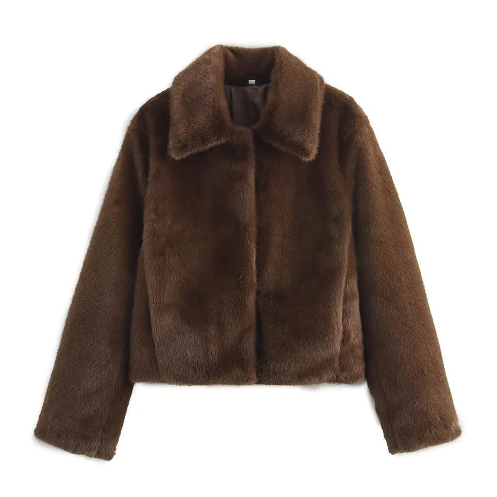 2025 Brown Lapel Button Jacket – Autumn/Winter Chic