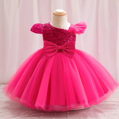 Cute Fly Sleeve Baby Girl Birthday Outfit