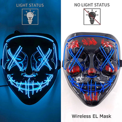Wireless Neon LED Purge Mask – Glowing Halloween Party Mask