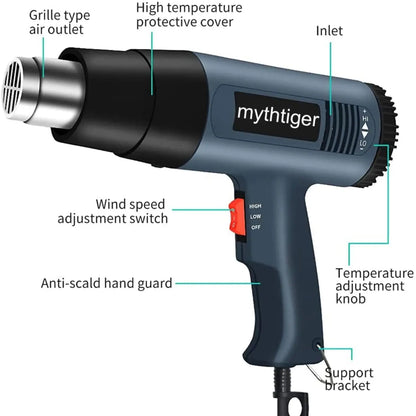 2000W Professional Heat Gun – Adjustable Temp, 4 Nozzles for DIY & Home Projects