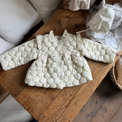 Baby Girls’ Thick Coat – Velvet Lined Floral Winter Jacket