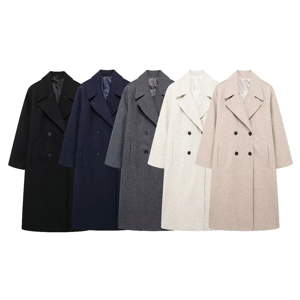 Autumn Chic Double-Breasted Lapel Coat