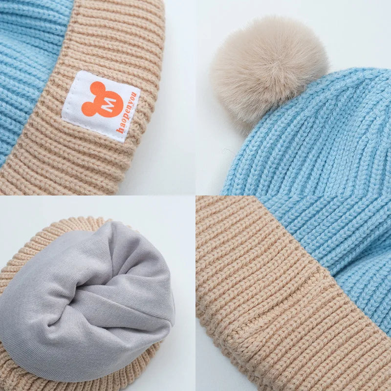 Cute Bear Knit Hat & Scarf Set for Kids