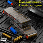 Ultra Shoppings M416 Soft Bullet Gun toy with shell-throwing AWM sniper design and DIY assembly, featuring jumping shell case cartridges.