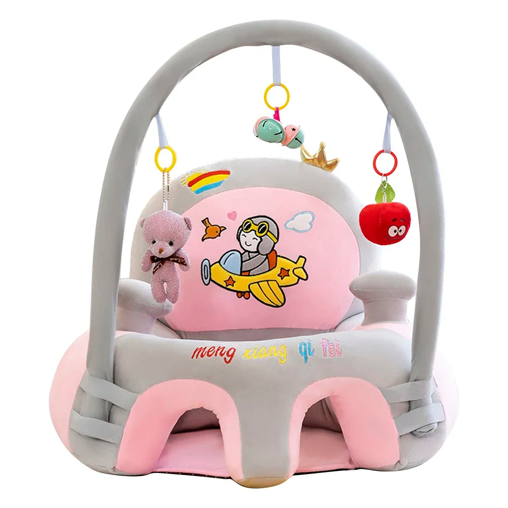 Baby Feeding Safety Seat - Soft Plush Cartoon Design, Comfortable Learning Sit Chair for Kids without cotton