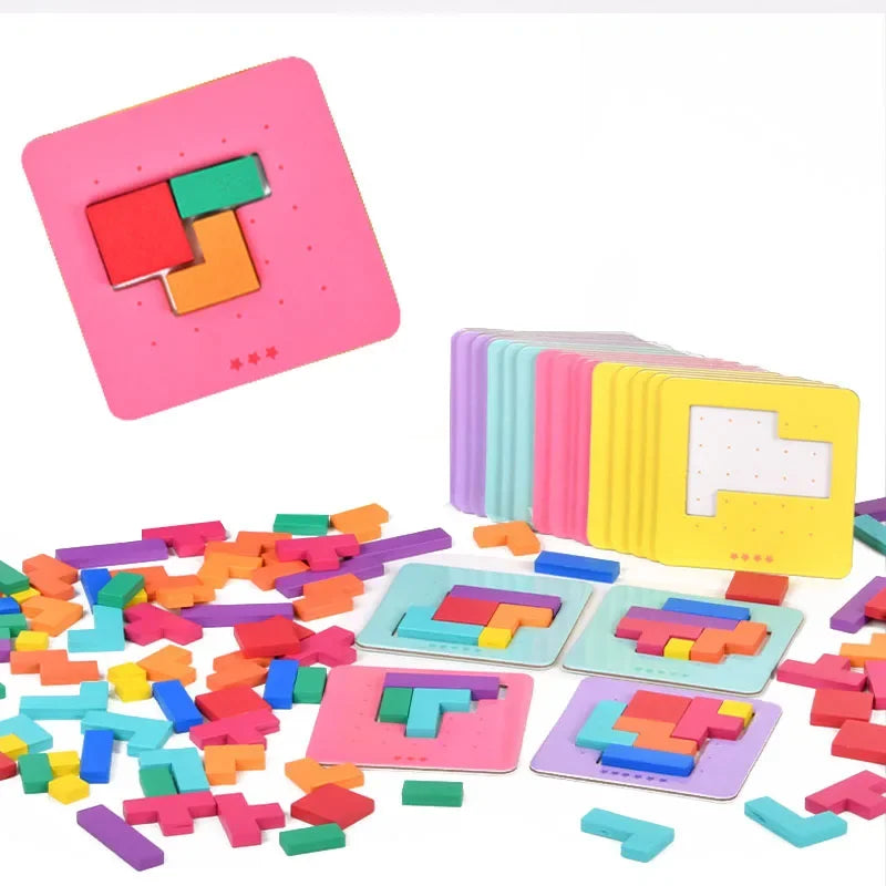 Montessori Desktop Puzzle & Tangram Game – Math & Shape Building Toy for Kids