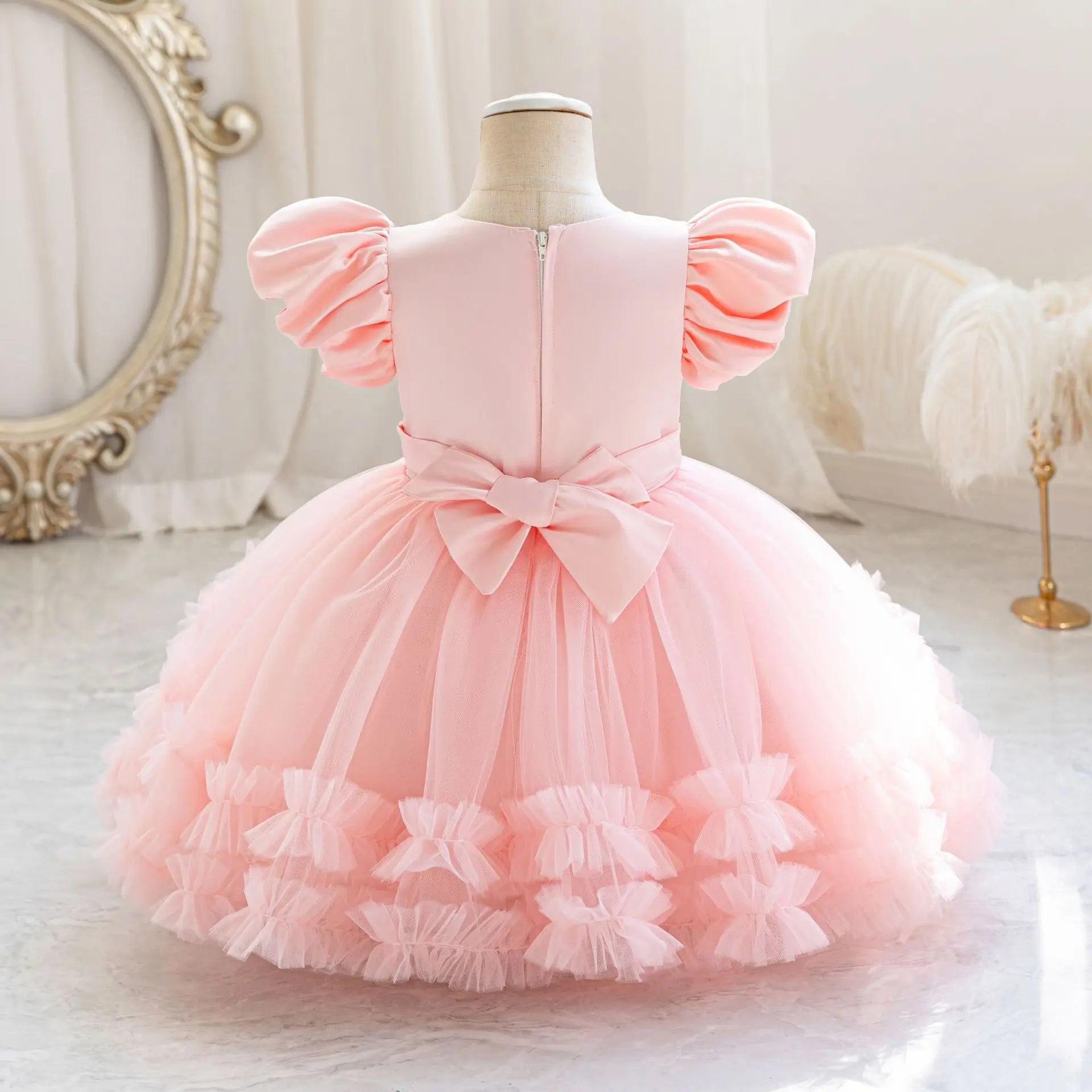 Girl Party Dress – Lace Bow Wedding Gown