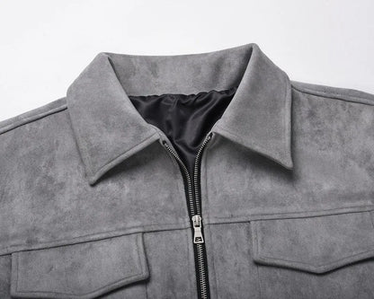 Casual Oversize Men's Jacket – Lapel Zipper Thick Coat