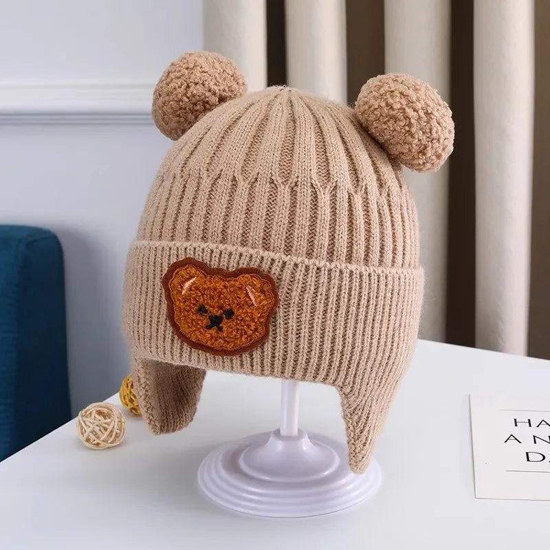 Baby Wool Hat – Cute Bear Ear Winter Knitted Cap