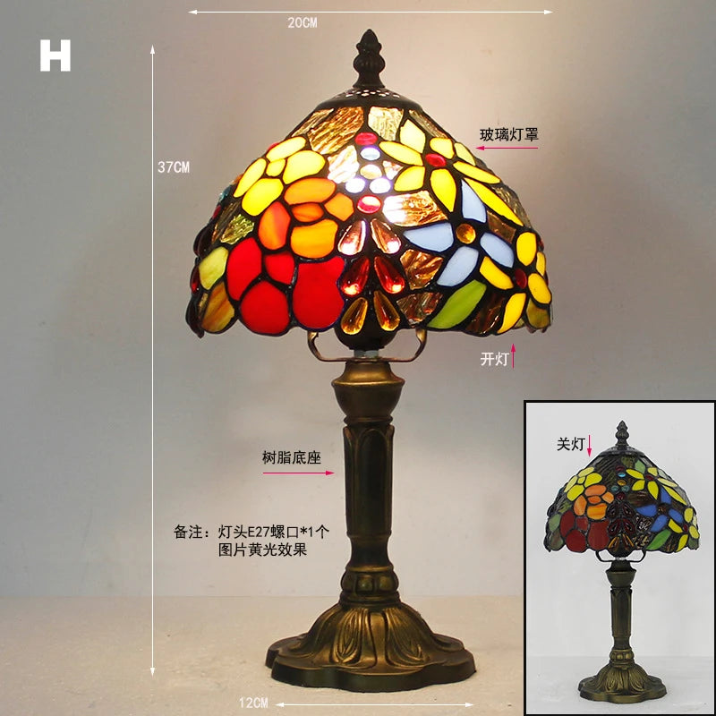 Table Lamp: E27 Stained Glass, Baroque Mediterranean Style for Bedroom & Nightstand