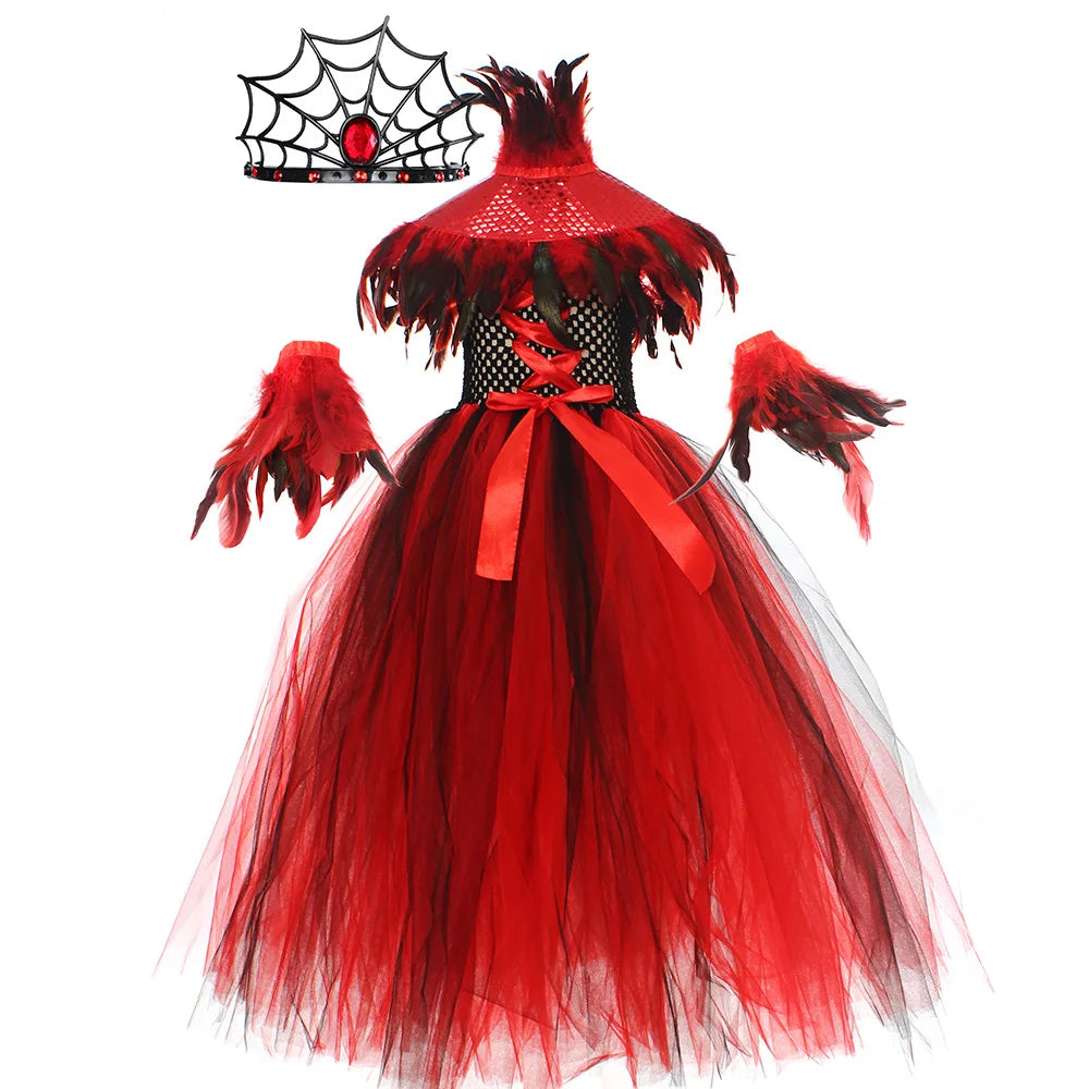 Halloween Gothic Mesh Dress – Kids Vampire Cosplay