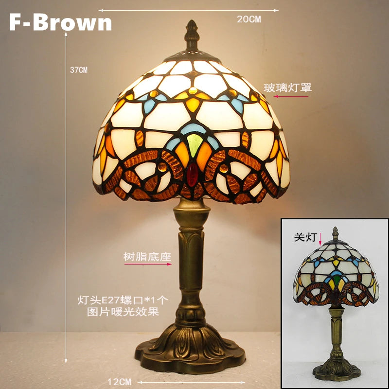 Table Lamp: E27 Stained Glass, Baroque Mediterranean Style for Bedroom & Nightstand