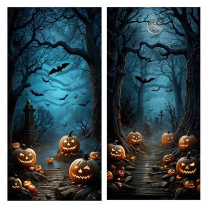 Halloween Door Banner – Scary Moon Night & Cemetery Scene