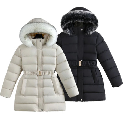 Girls’ Hooded Winter Jacket – Long Style, Warm & Fashionable