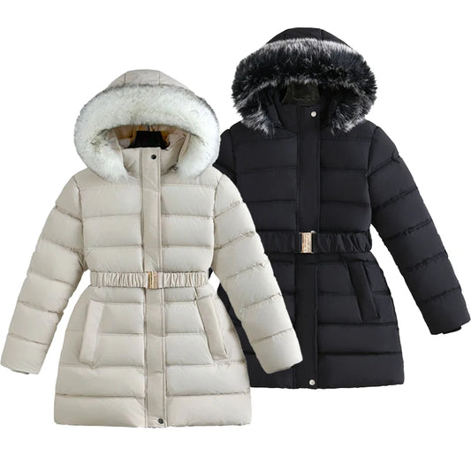Girls’ Hooded Winter Jacket – Long Style, Warm & Fashionable