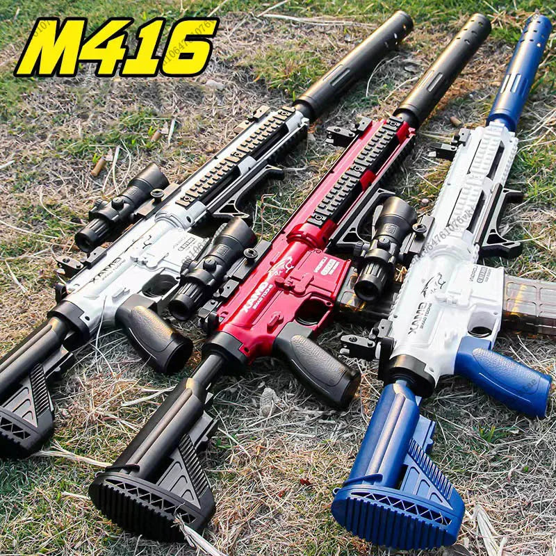 Ultra Shoppings M416 shell throwing soft bullet AWM sniper gun with jumping shell case and DIY assembly toy gun.