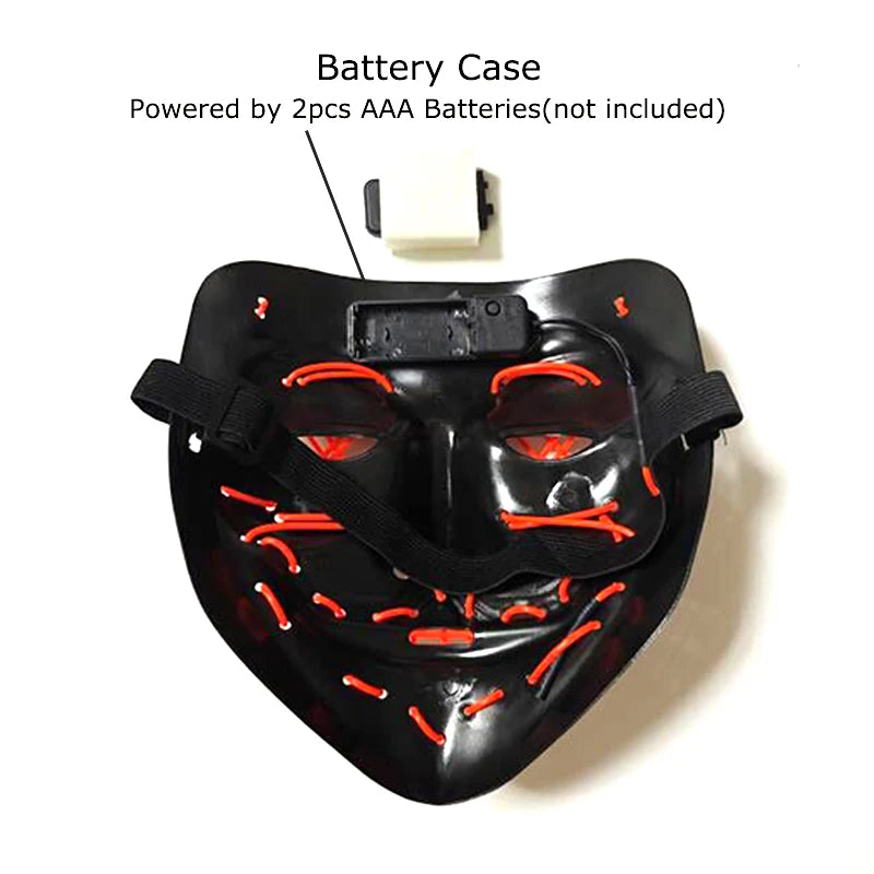 Wireless Neon LED Purge Mask – Glowing Halloween Party Mask