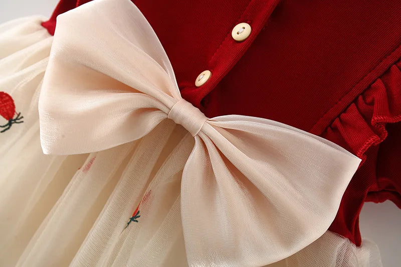 Baby Girl Short Sleeve Mesh Princess Dress