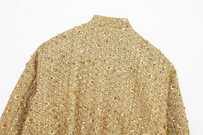 Golden Glam: Y2K Sequin Jacket for Autumn & Winter