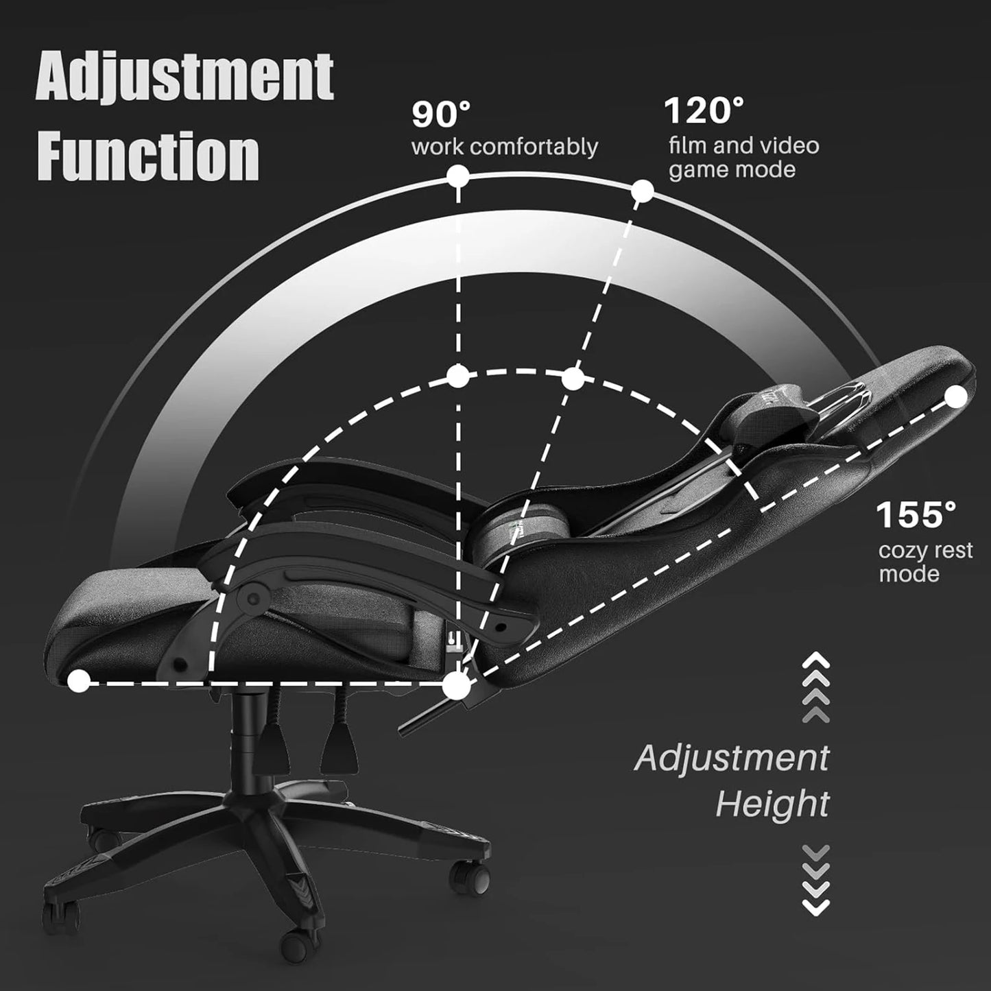 Ergonomic Gaming & Office Chair: PU Leather with Headrest & Lumbar Support