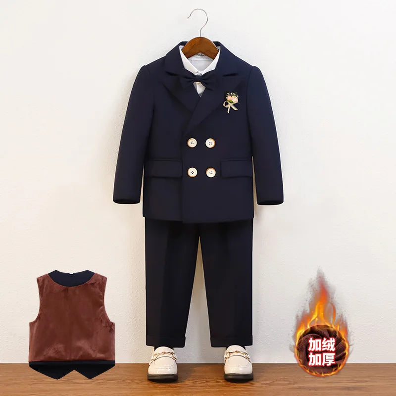 Elegant Boys’ Velvet Suit – British-Style Wedding & Party Outfit