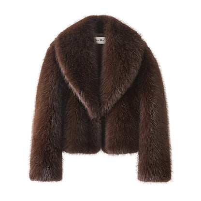 Shawl Collar Faux Fur Jacket – Bold Winter Look
