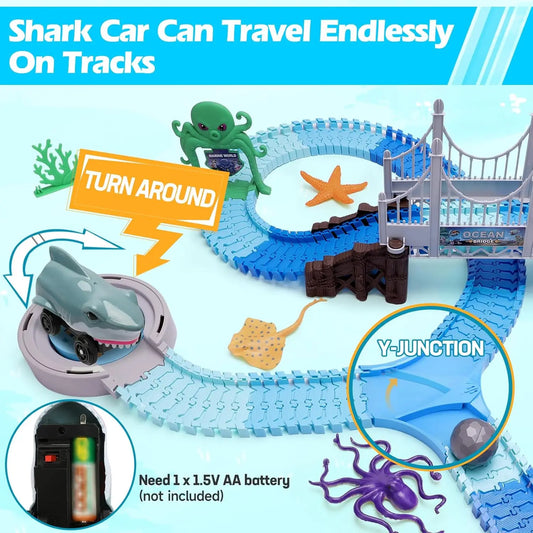 Kids’ Shark Race Car Track – Educational STEM Toy for Ages 3+