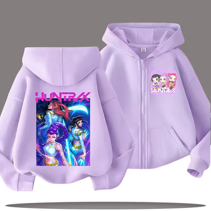 Kpop Demon Hunters Cartoon Jacket – Stylish Hoodie for Children