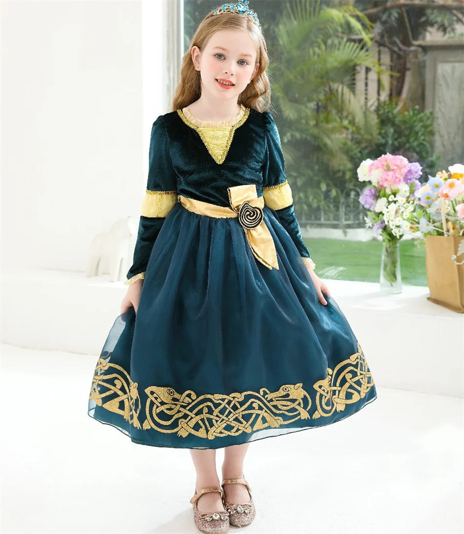 Girls’ Princess Cosplay Dress – Long Sleeve Halloween & Stage Outfit