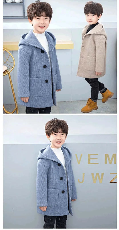Boys’ Casual Woolen Jacket – Warm & Stylish Korean