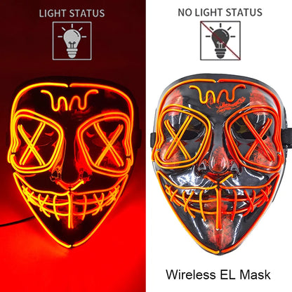 Wireless Neon LED Purge Mask – Glowing Halloween Party Mask