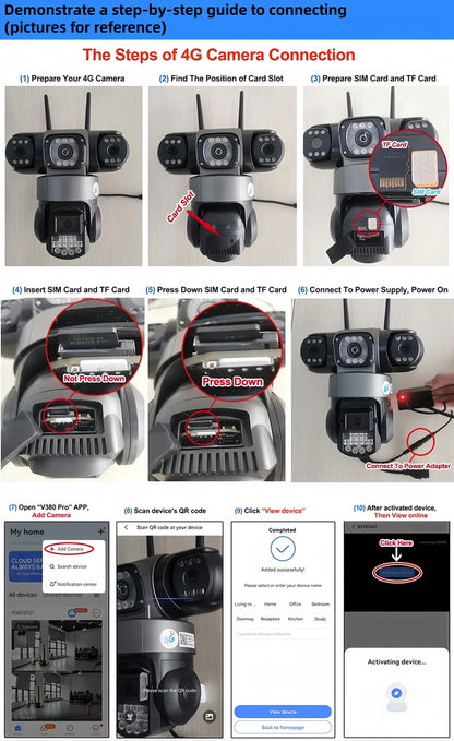 Triple Lens 15MP 4G Solar Security Camera | 10X Zoom | PIR Motion Detect