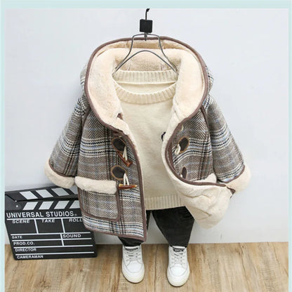 Girls’ Winter Wool Coat – Thicken Velvet-Lined