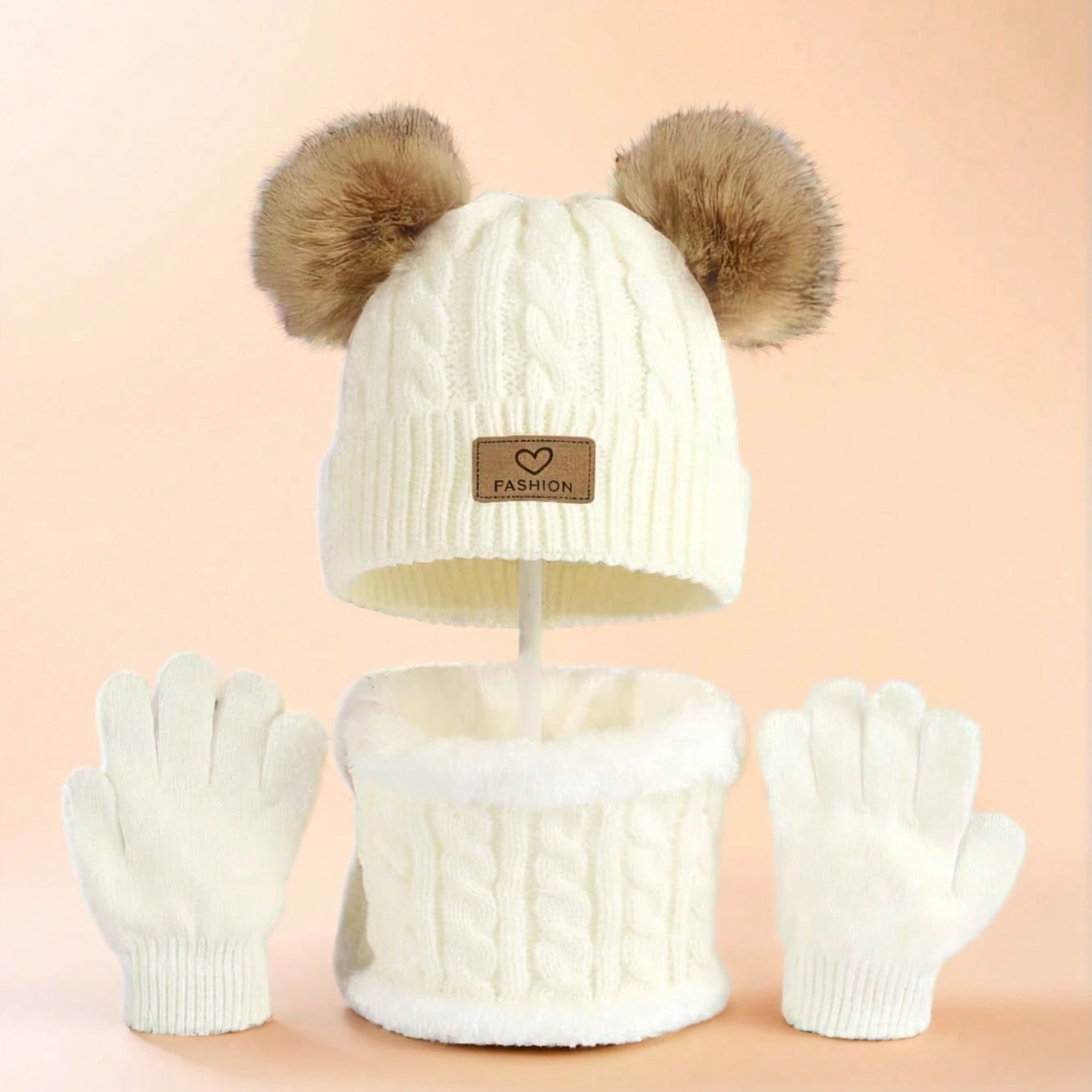 Kids 3PCS Winter Hat, Scarf & Gloves Set