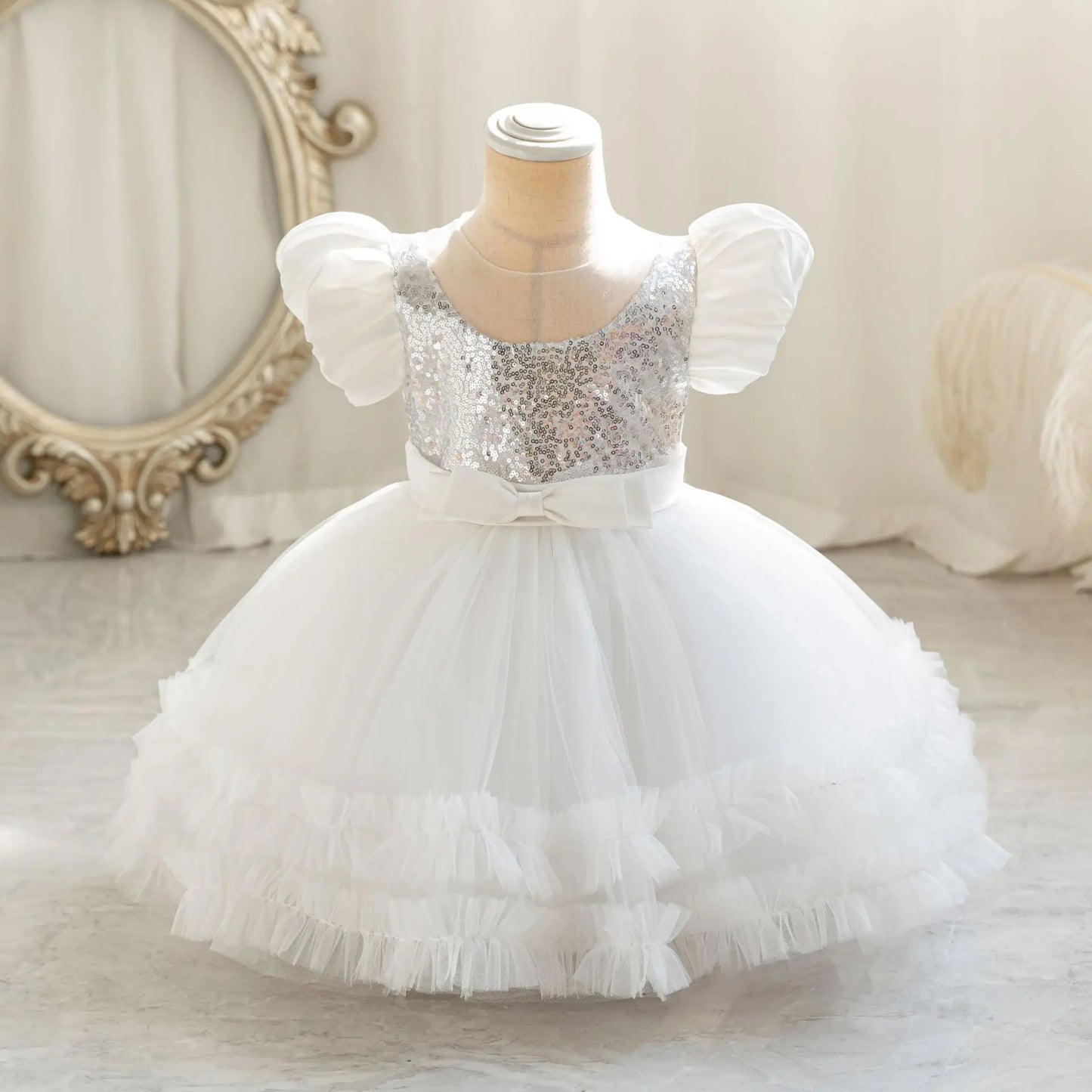 Girl Party Dress – Lace Bow Wedding Gown