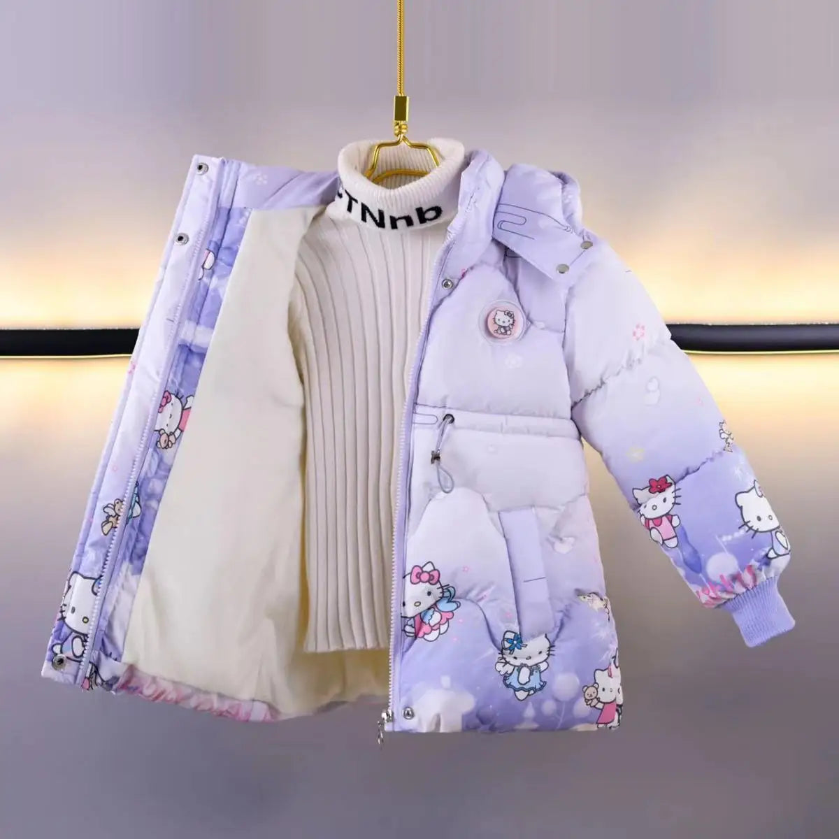 Baby Girl Coat – Plush Hooded Parka + Bag